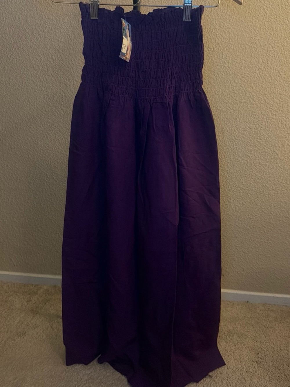 Smocked Waist Maxi Skirt in Deep Purple